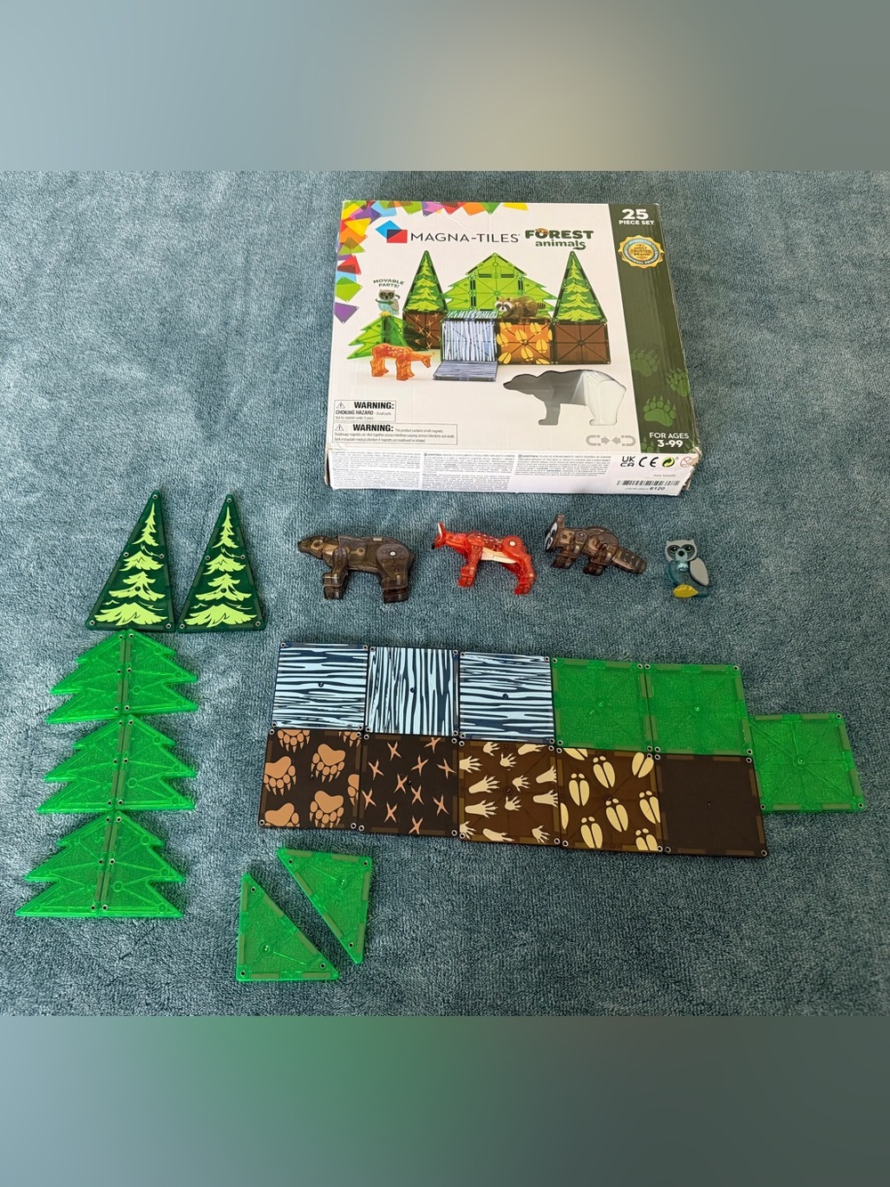 Magna Tiles Forest Animals 25 Piece Magnetic Building Set Kids Full Set